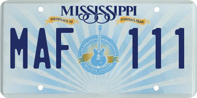 MS license plate MAF111