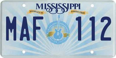 MS license plate MAF112