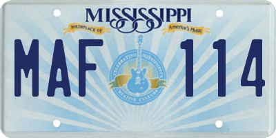 MS license plate MAF114