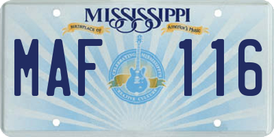 MS license plate MAF116