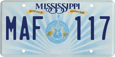 MS license plate MAF117