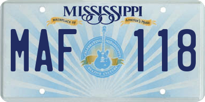 MS license plate MAF118