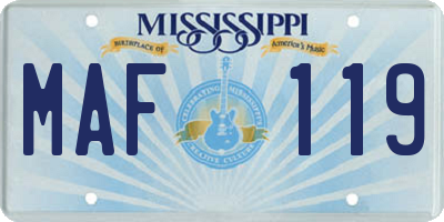 MS license plate MAF119