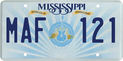 MS license plate MAF121