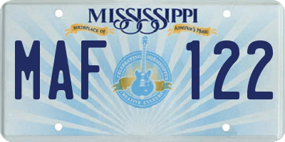MS license plate MAF122