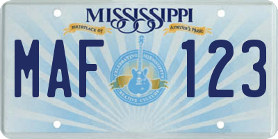 MS license plate MAF123