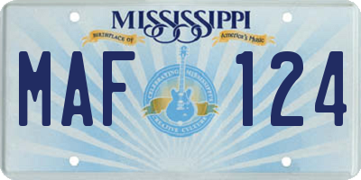 MS license plate MAF124