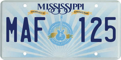 MS license plate MAF125