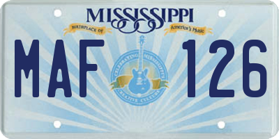 MS license plate MAF126