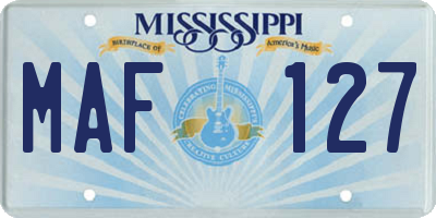 MS license plate MAF127