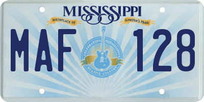 MS license plate MAF128