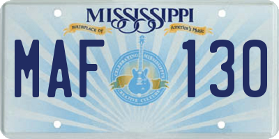 MS license plate MAF130