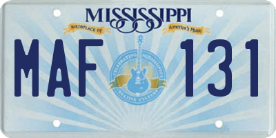 MS license plate MAF131