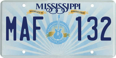 MS license plate MAF132