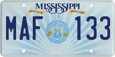 MS license plate MAF133