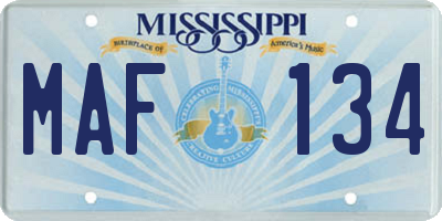 MS license plate MAF134