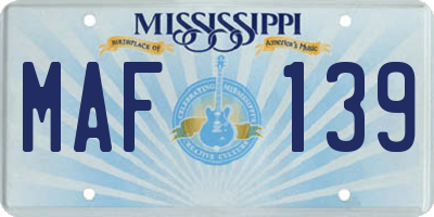 MS license plate MAF139