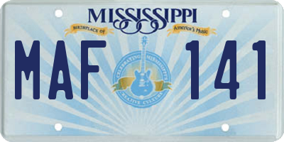 MS license plate MAF141