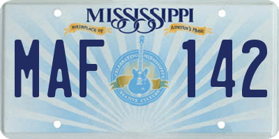 MS license plate MAF142