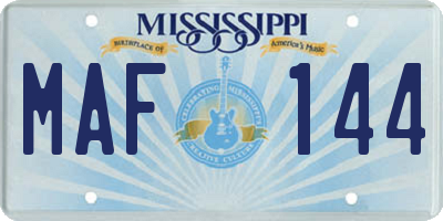 MS license plate MAF144
