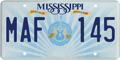 MS license plate MAF145