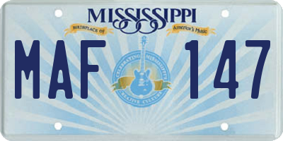 MS license plate MAF147