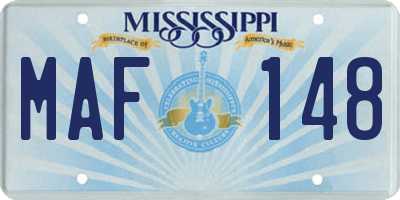 MS license plate MAF148