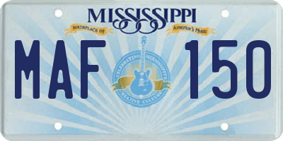 MS license plate MAF150