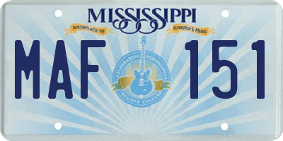 MS license plate MAF151