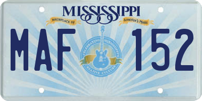 MS license plate MAF152