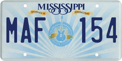 MS license plate MAF154