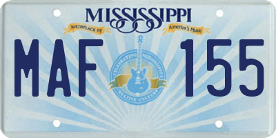 MS license plate MAF155