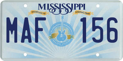 MS license plate MAF156