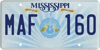 MS license plate MAF160