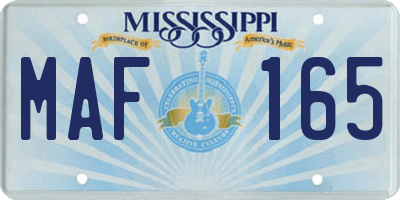 MS license plate MAF165
