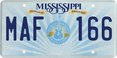 MS license plate MAF166