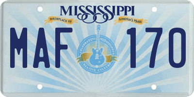 MS license plate MAF170
