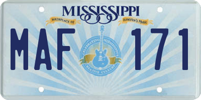 MS license plate MAF171