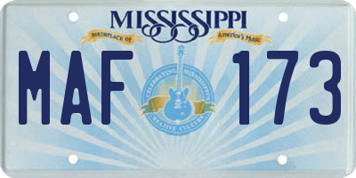 MS license plate MAF173
