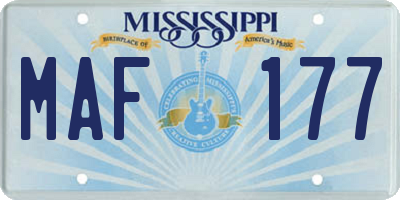 MS license plate MAF177