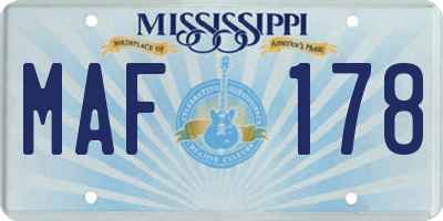MS license plate MAF178