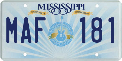 MS license plate MAF181