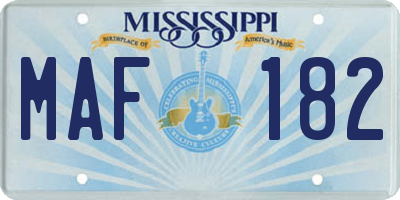 MS license plate MAF182
