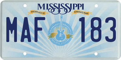 MS license plate MAF183
