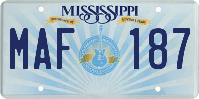 MS license plate MAF187