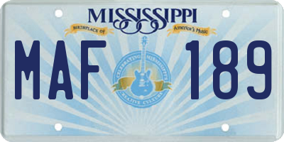 MS license plate MAF189