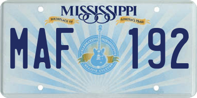 MS license plate MAF192