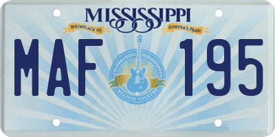 MS license plate MAF195
