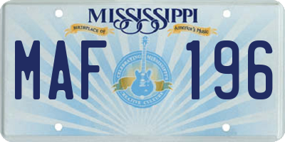 MS license plate MAF196