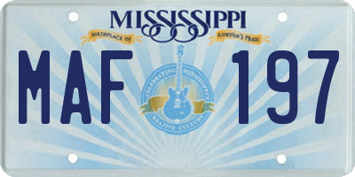 MS license plate MAF197